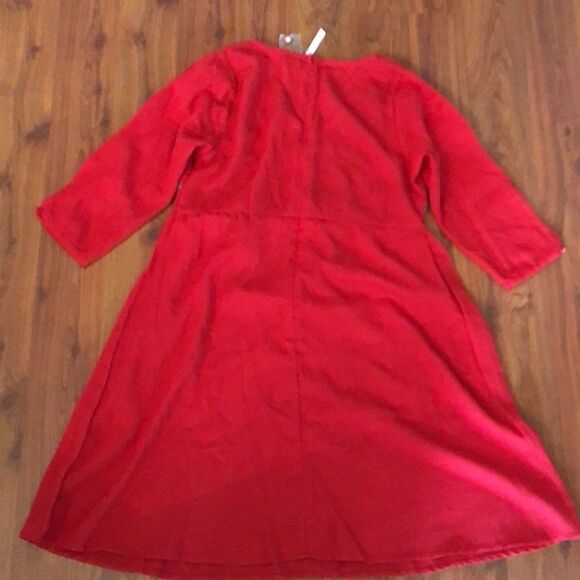 NWT ASOS Red embroidered V-neck dress with open sleeves size 4 - Picture 6 of 7